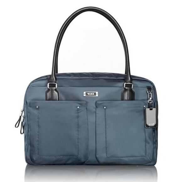 TUMI Voyageur Cortina Nylon and Leather Boarding Tote Navy/Silver - Picture 1 of 14